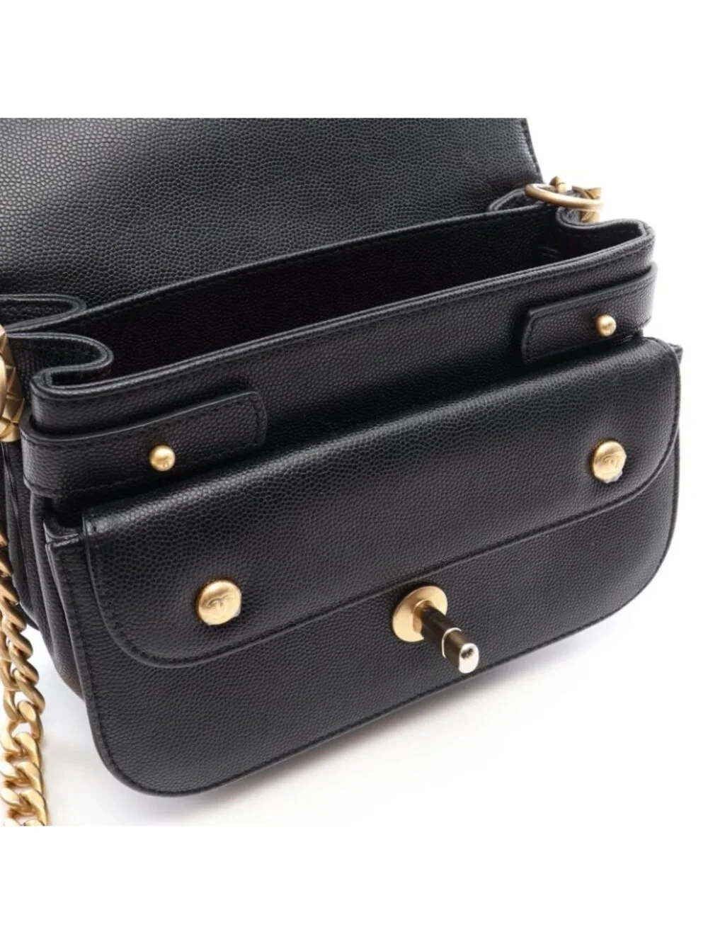 Chanel Shoulder Bag Quilted Black Caviar Leather Chain